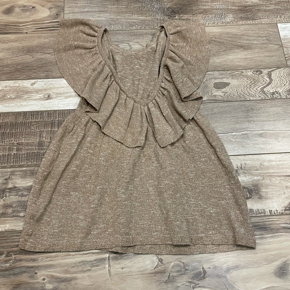 Zara brown low back dress with ruffle - Picture 4 of 5